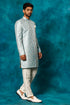 VASTRAMAY Men's Mint Green Pastel Embroidered Sherwani Set